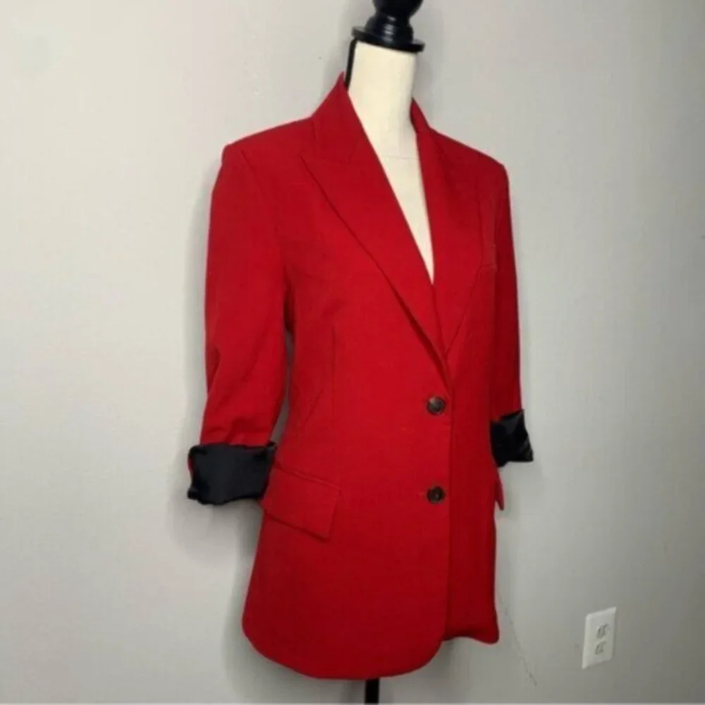 Zara Dark Red Single Breasted Blazer